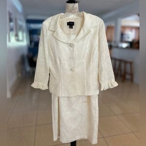 Virgo Cream Pencil two piece beautiful dress, Midi Work